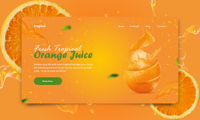 Tropico Juice Hero Section Design | Header Design | Web Banner Design