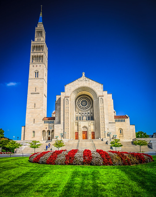 The Basilica of the National Shrine of the Immaculate Conception with the Bell Tower - Washington DC