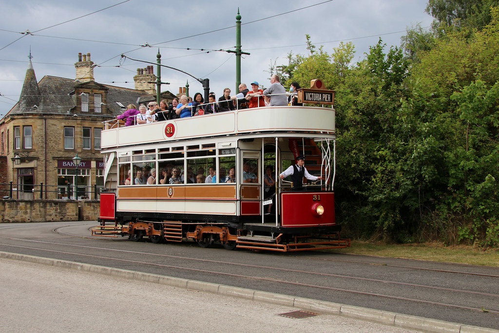 2022-07-12; 0197. Blackpool Transport Tram 31 (1901). 1900's Town, Beamish museum.