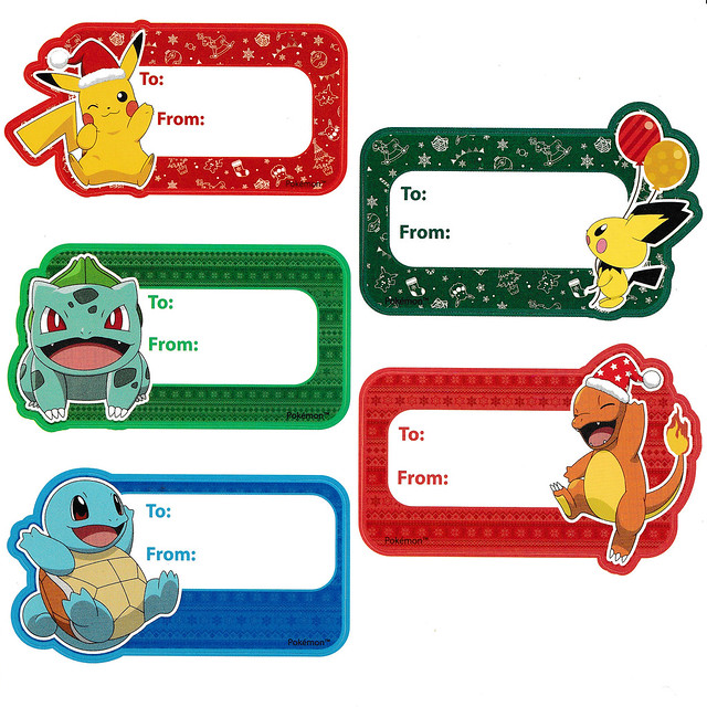 Pokemon Christmas Gift Wrapping Labels by Zing