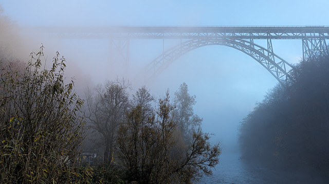 Müngsten Bridge in the mist