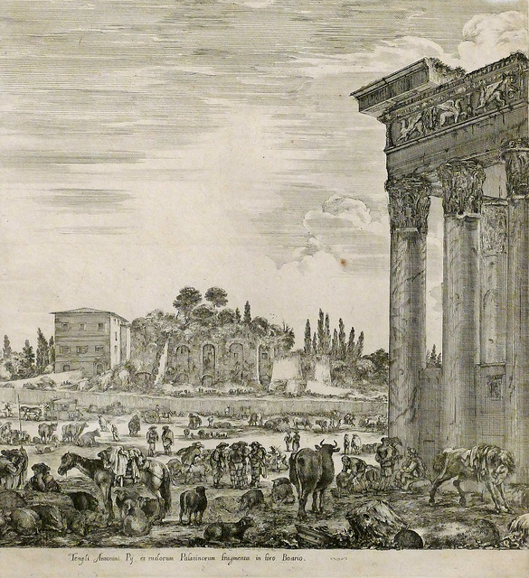 Stefano della Bella, Der Tempel des Antoninus und der Campo Vaccino