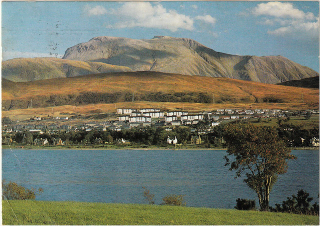 ben nevis and fort william from loch linnie, inverness-shire