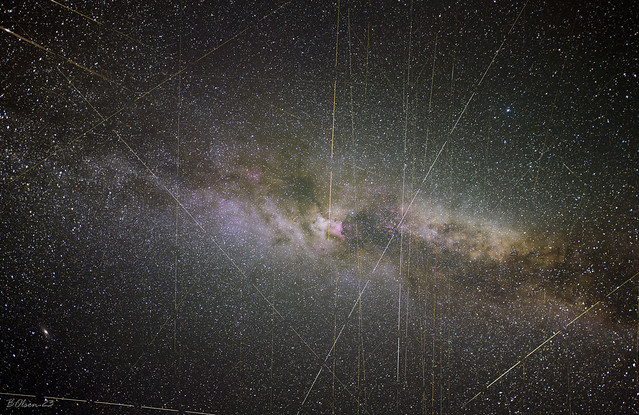 Satelite trails and the Milkyway
