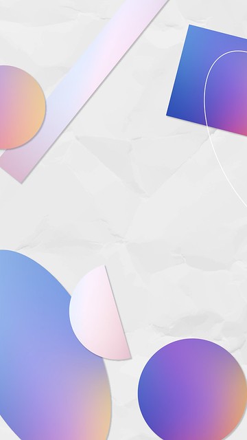Abstract memphis phone wallpaper, holographic geometric shapes vector