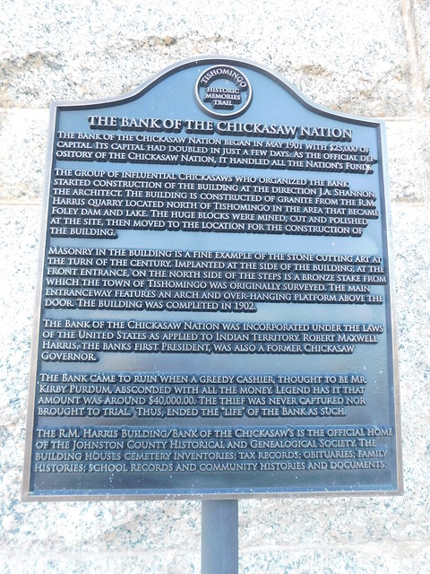 Bank of the Chickasaw Nation Historic Marker