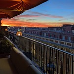 Romantic sunset at Dani Brasserie rooftop in Madrid in Madrid, Spain 