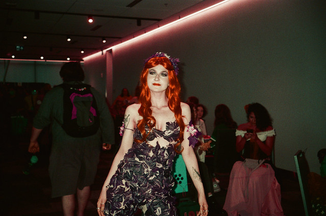 Poison Ivy Coplay Hal-Con 2023 Shot on LomoChrome Purple ISO 100 35mm film