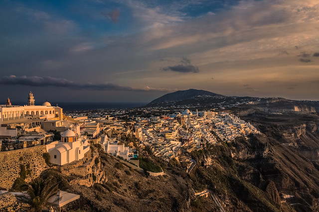 View of Fira at sunset