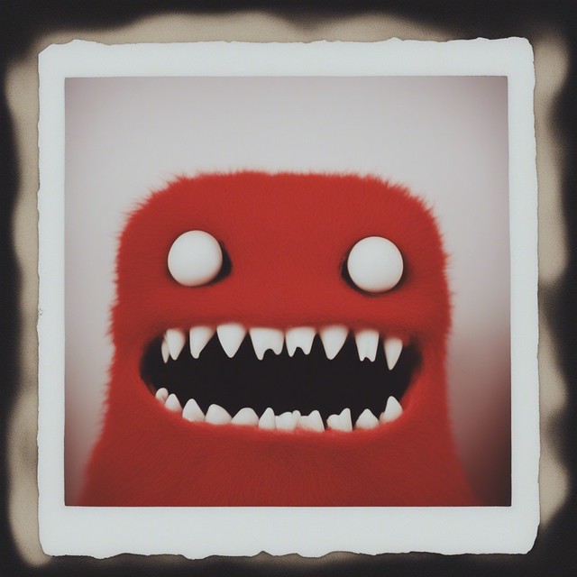Polaroid of a red monster