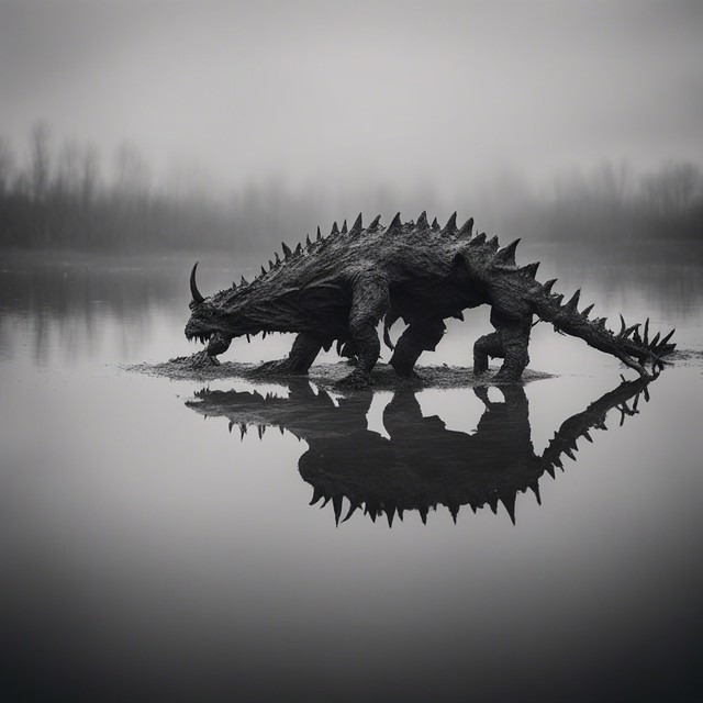 Monster at a lake