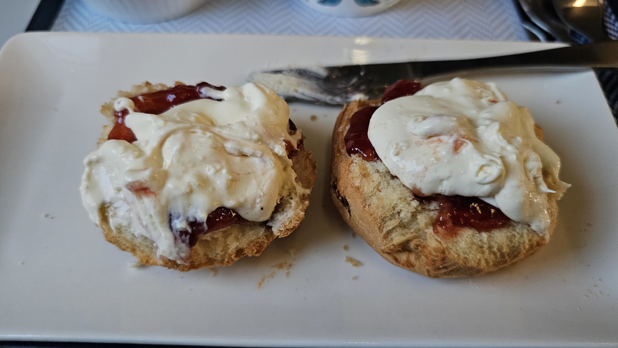 Warm scones, jam and cream - lovely!