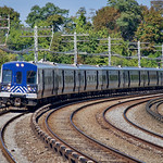10-6-22, MetroNorth Bombardier M7A EMU MetroNorth train 758 of Bombardier M7A cars is slowing for its stop at the Scarborough, NY station.