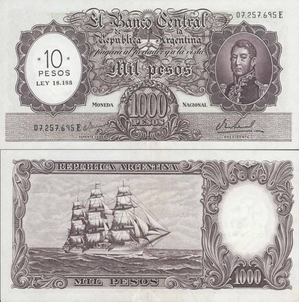 Argentina p284 10 Pesos-1969