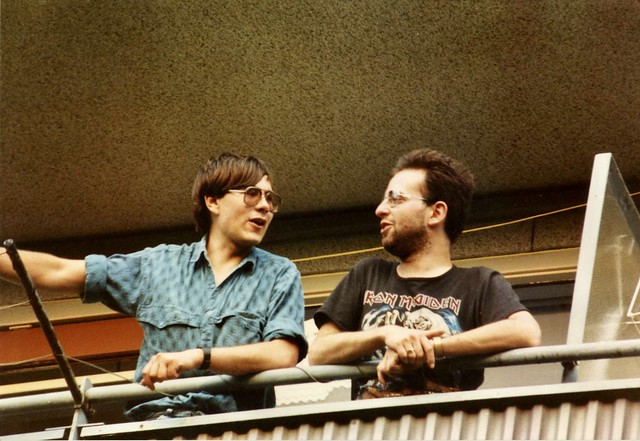 In tribute to my great friend Llew Griffith. Llew & Tim in conversation on a Rotterdam balcony