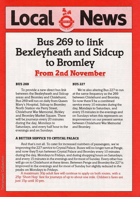 Bus 269 to link Bexleyheath and Sidcup to Bromley