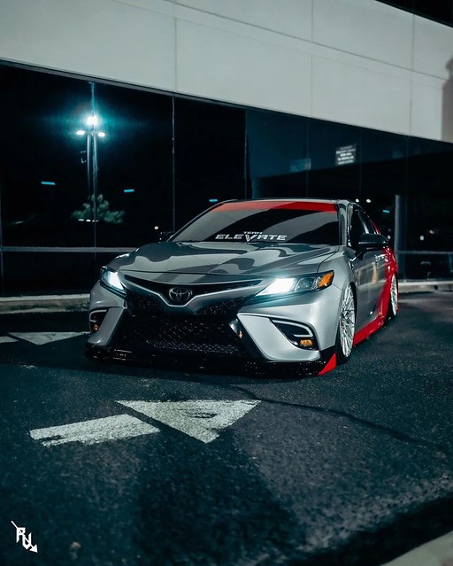 2018 Toyota Camry XSE on Versus VS001 Silver Wheels & Air Lift Performance Suspension