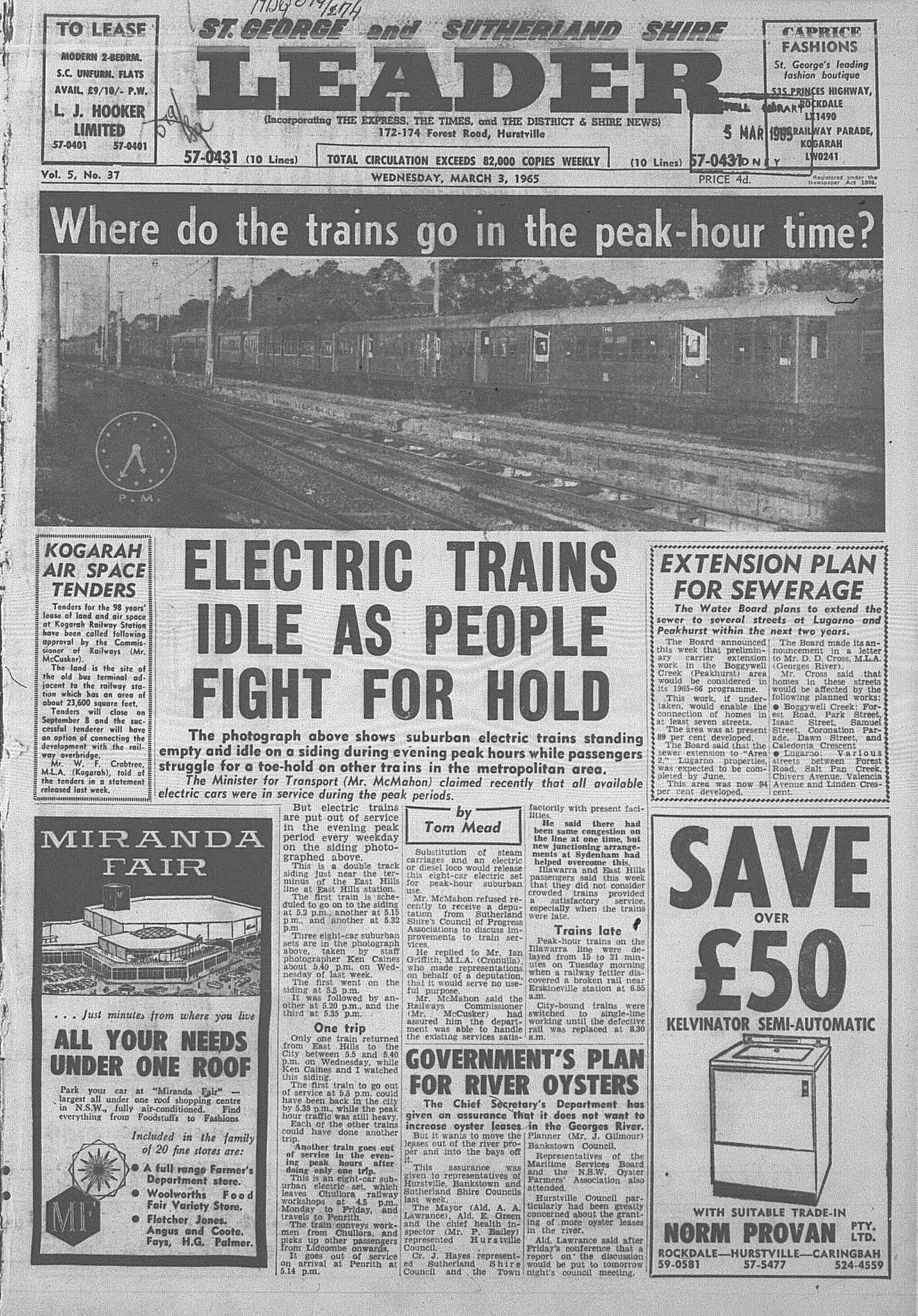 Peak Hour Train issue March 3 1965 the leader 1