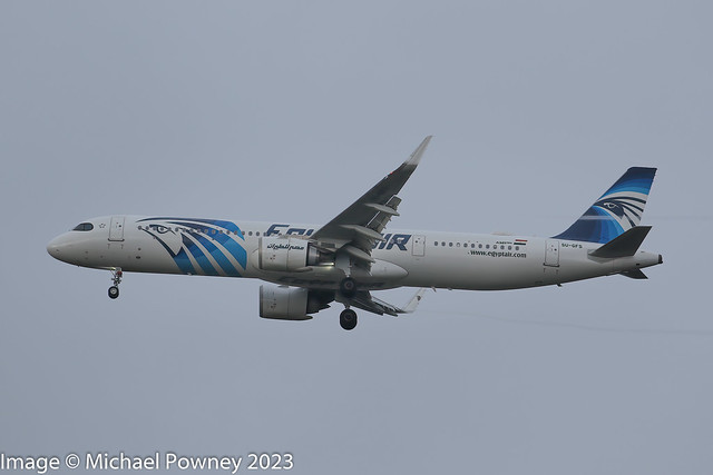 SU-GFS - 2022 build Airbus A321-251NX, on approach to Runway 23R at Manchester