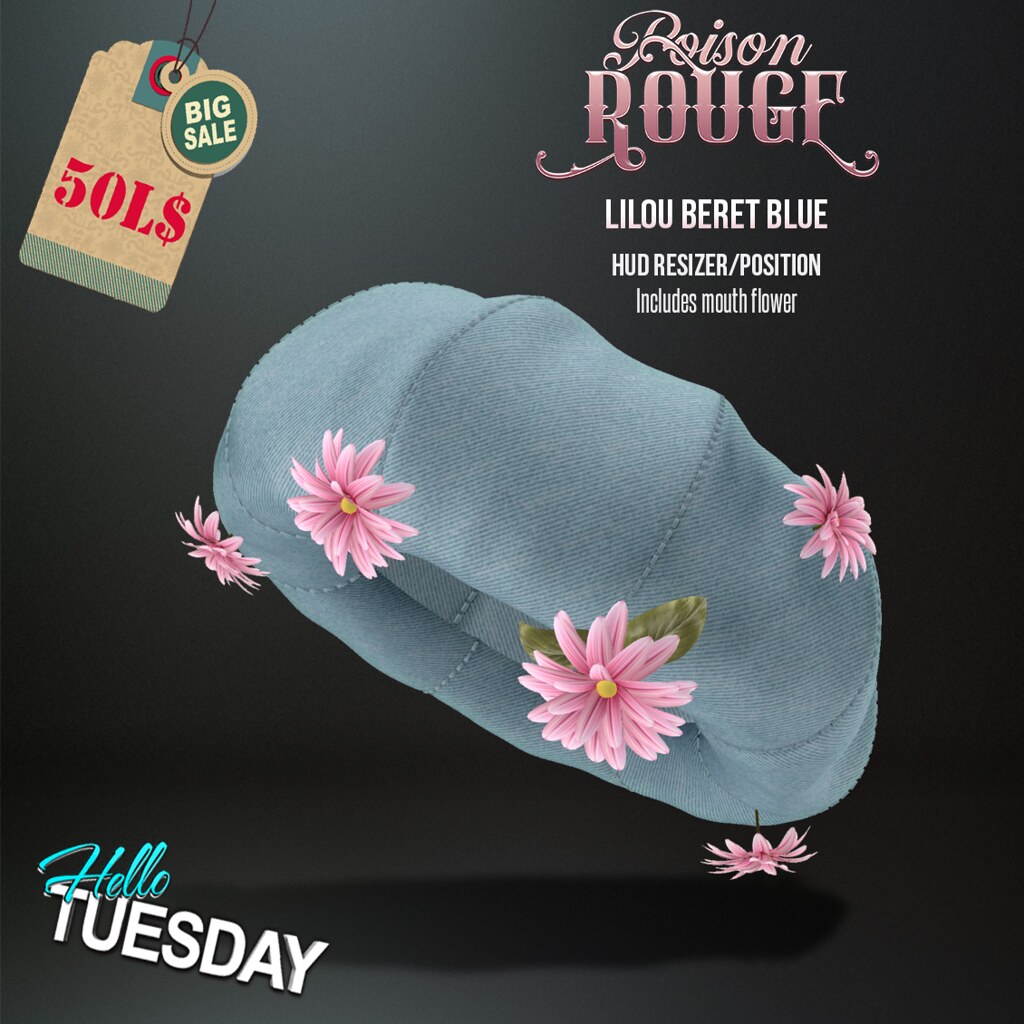 POISON ROUGE Lilou Beret Blue [HT 50L$]