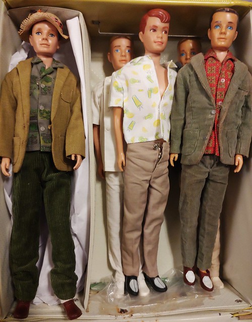 Case full of vintage Ken and Alan Dolls friends of Barbie by Mattel  Toys