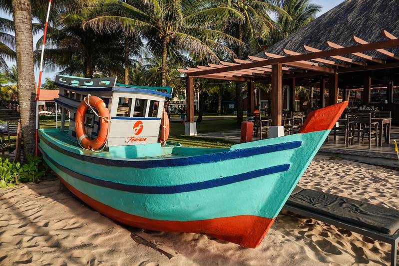 Boat next to beach bar