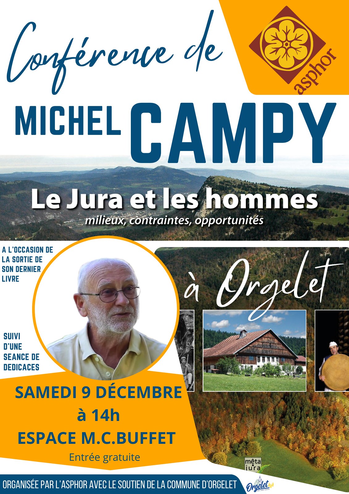Affiche de la conférence de Michel Campy à Orgeletle 9 décembre 2023