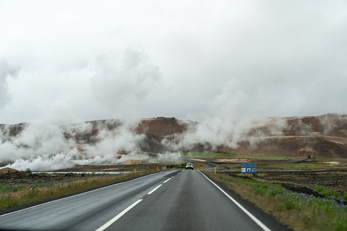 Ring road of Iceland, leading to the Hverir Geothermal Area near Myvatn | by m01229