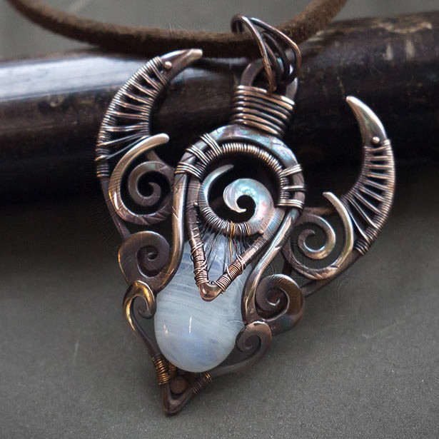 Moonstone protection amulet necklace