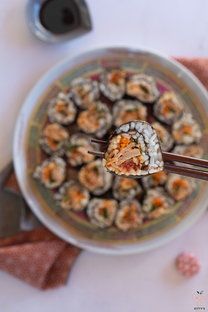 spicy tuna Gimbap, gimbap, cucina coreana, sushi, tonno, tonno callipo, tonno all'nduja