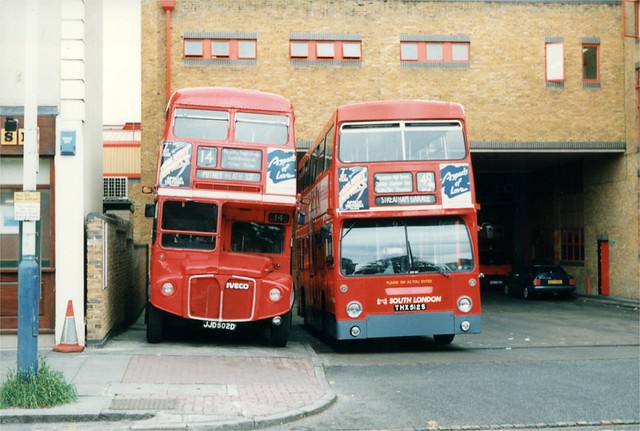 23 May 1991 Streatham bus garage JJD502D THX512S