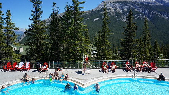 Banff Upper Hot Springs in Alberta on a sunny day in Calgary, Canada 