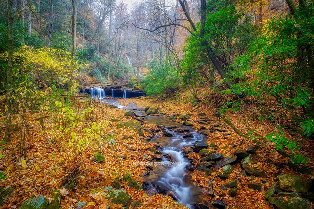 Dreamy Autumn Creek and Waterfall