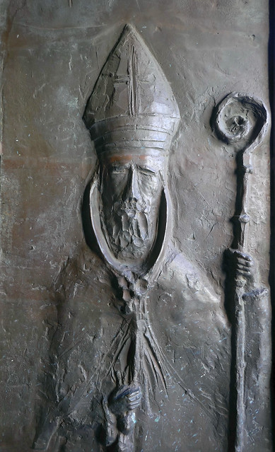 Bishop bas relief, West door, Duomo, Taormina
