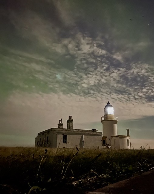 Aurora at Chanonry Point Lighthouse, Fortrose, Scotland