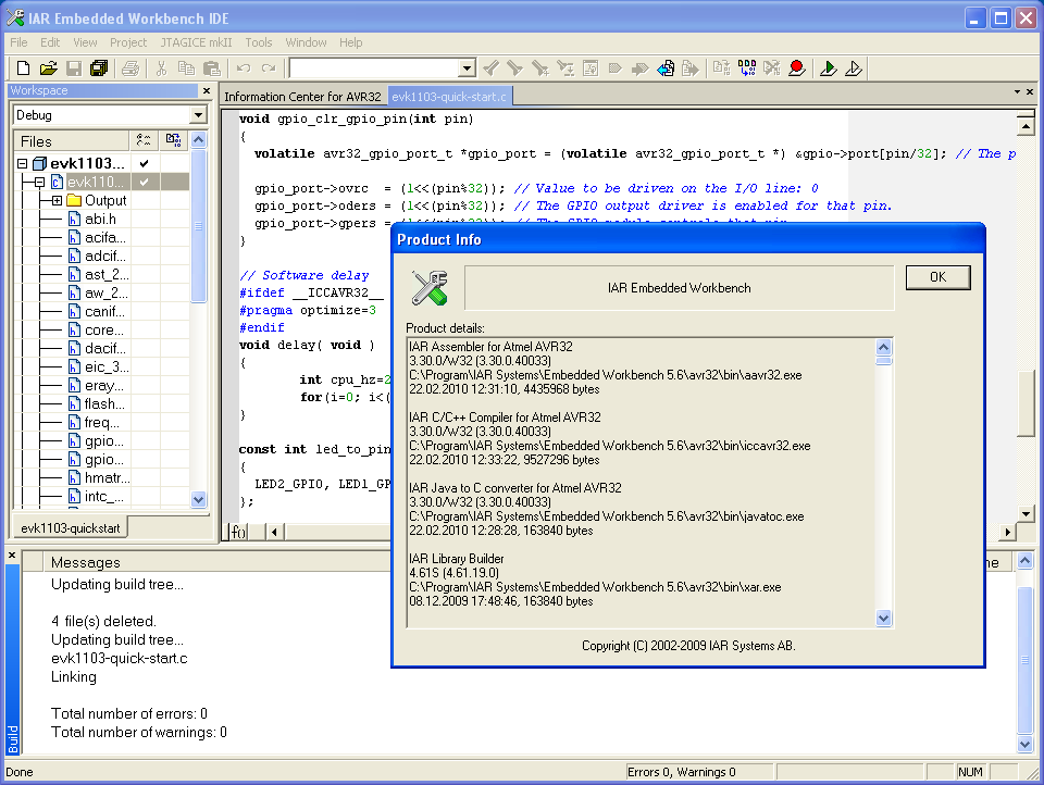 Working with IAR Embedded Workbench for AVR32 3.30.1 full license