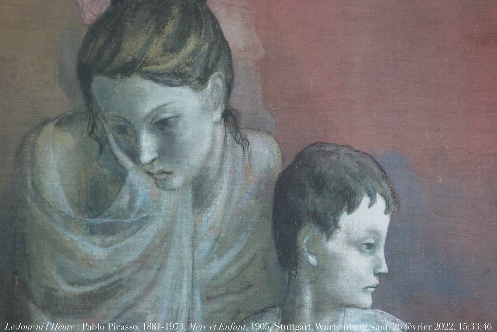 Le Jour ni l’Heure : Pablo Picasso, 1881-1973, Mère et Enfant, 1905, dét., musée de Stuttgart, Wurtemberg, Allemagne, samedi 26 février 2022, 15:33:46