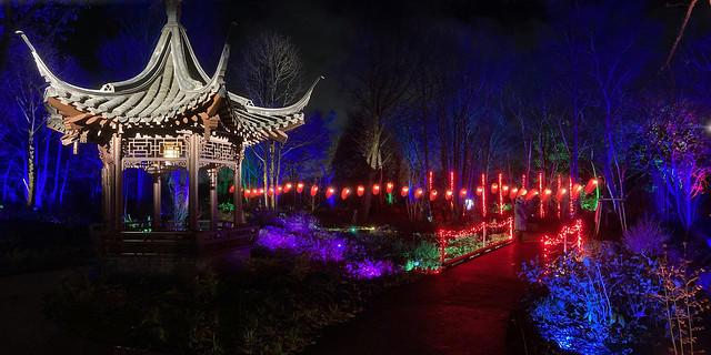 Chinese Garden at night, RHS Bridgewater 