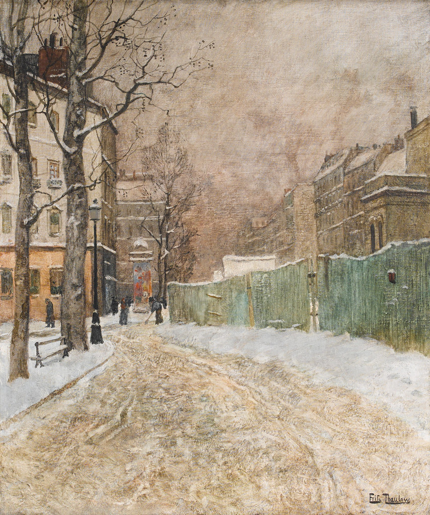 Frits Thaulow «A Parisian street scene in winter»