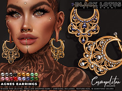 Black Lotus @Cosmopolitan Event - Agnes earrings - Lelutka & Swallow