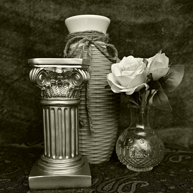 Column , Vases and Flowers
