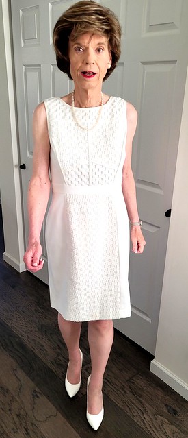 White Textured Dress Worn to Late September Nail Appointment (2 of 5) – Stepping Forward