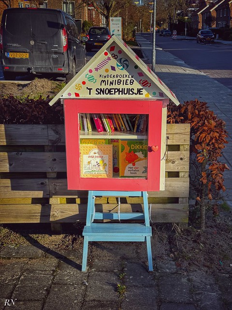 Mini library with children’s books.