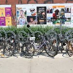 the Kensington Market signs made out of a giant bicycle chain in Toronto, Canada 