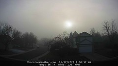 November 17, 2023 - Foggy morning in Thornton. (ThorntonWeather.com)