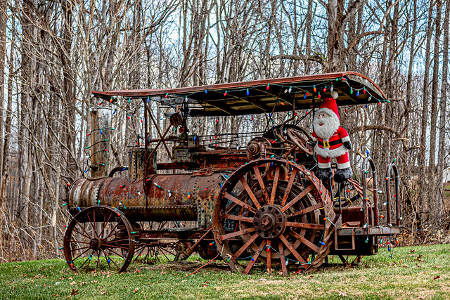 Santa on Steam Tractor
