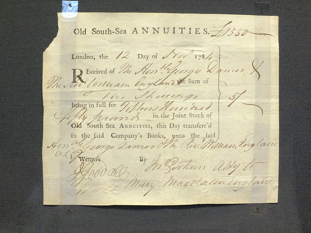 South Sea Annuities Share Certificate, 1784