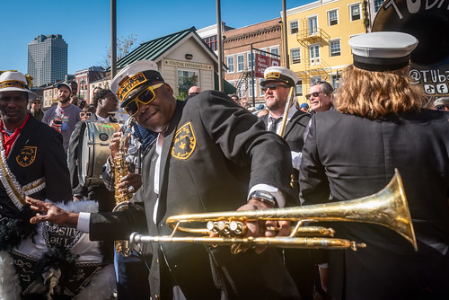 James Andrews at the end of the second line parade on WWOZ's moving day - Nov. 28, 2023. Photo by Kristen Derr.