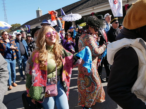 Amanda Shaw in the second line to WWOZ's new home on November 28, 2023. Photo by Louis Crispino.
