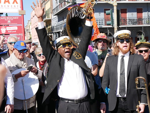 James Andrews & the Crescent City All-Stars lead the parade to WWOZ's new home on November 28, 2023. Photo by Louis Crispino.